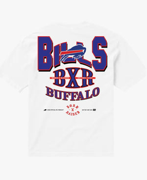 UnisexBornxRaisedBuffaloBills2026BlockLetterWhiteT-Shirt