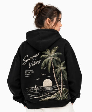 Duxalo Summer Vibes Black Pullover Hoodie