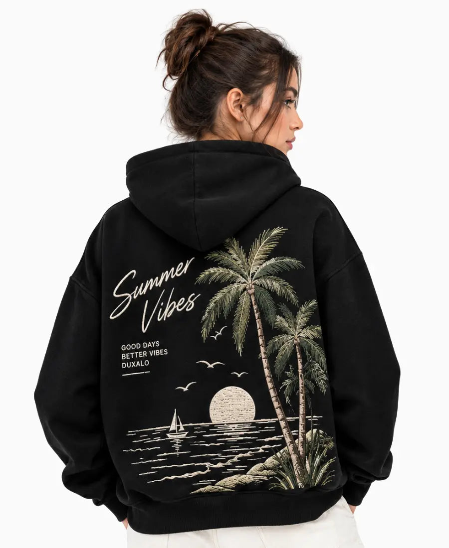 Duxalo Summer Vibes Black Pullover Hoodie