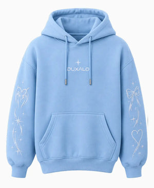 Duxalo YK2 Girl Sky Blue Pullover Embroidered Hoodie