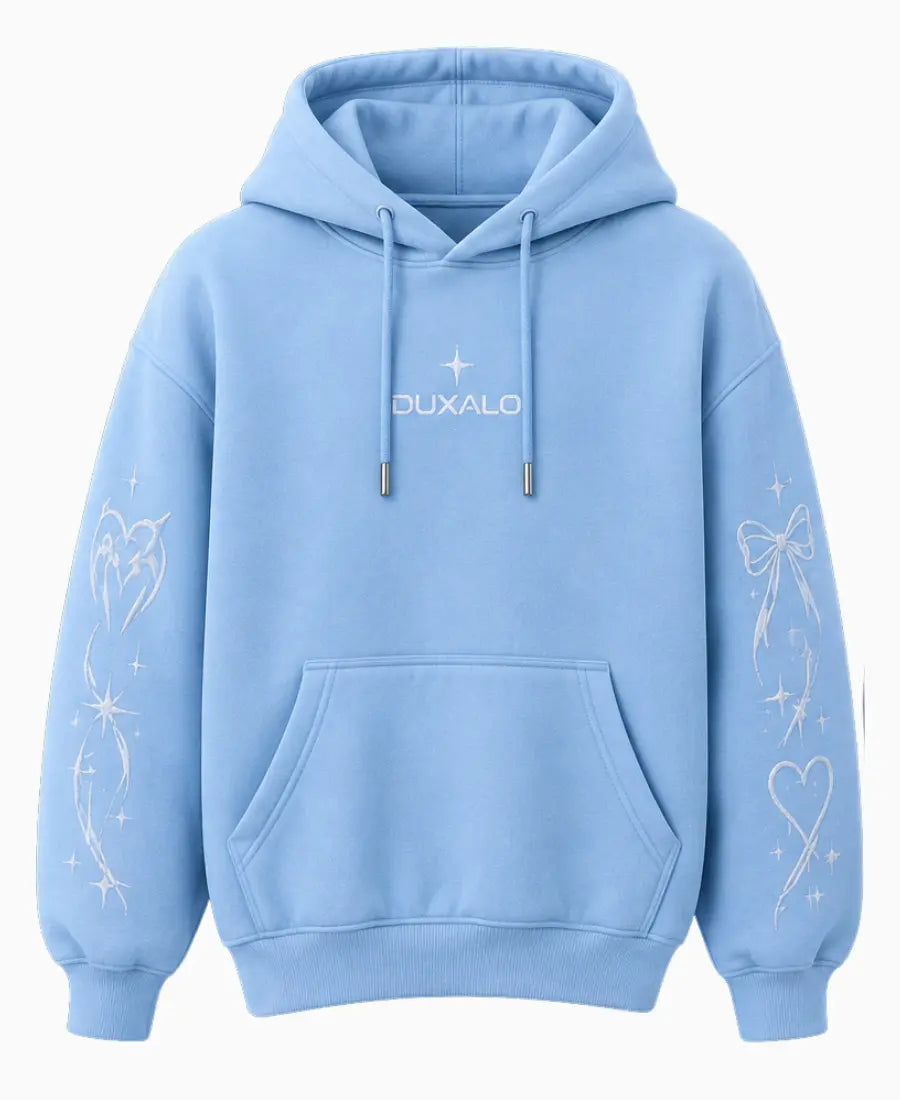 Duxalo YK2 Girl Sky Blue Pullover Embroidered Hoodie