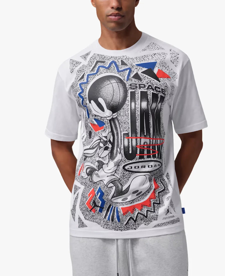 NikeJordanxBrooklynSpaceJamBugsBunnyCrew-NeckWhiteT-Shirt