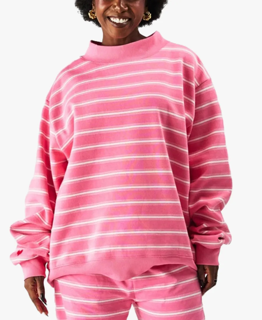 ParkexPinkAid2026StripedMockneckSweatshirt